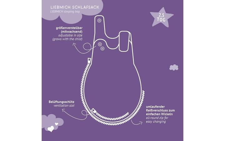 Produktbild Träumeland Schlafsack LIEBMICH Musselin salbei grün (56 cm, 2.5 TOG, Ganzjahr)