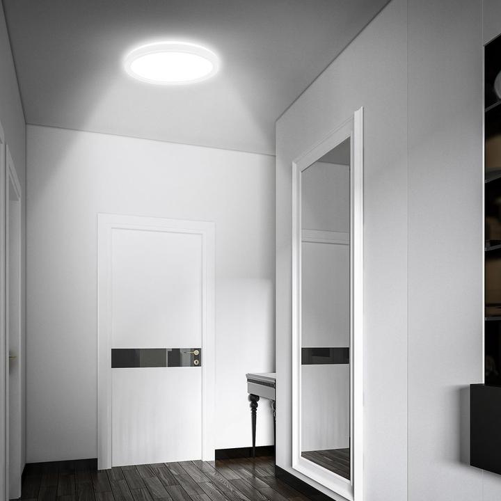 Produktbild Briloner Ultra flat LED Panel with backlight effect + Microwave, IP44, white (1900 lm)