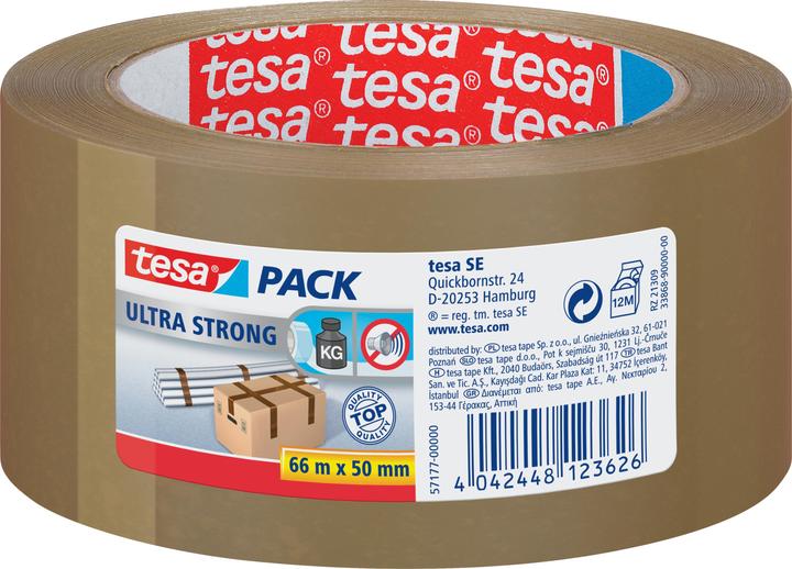Actual product image tesa tesapack ULTRA STRONG Parcel Tape - PVC packing tape for tight packing and secure bundling (50 mm)