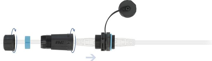 Produktbild Delock Kabelverbinder RJ45 Buchse zu RJ45 Buchse Cat.6A mit Gehäuse und Verschlusskappe wasserfest