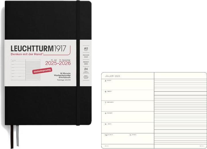 Produktbild Leuchtturm1917 LEUCHTTURM 1W/S MED.18mon HC SCHW. (A5, Deutsch)