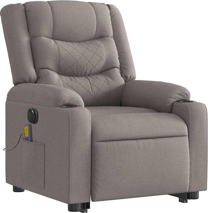 VidaXL Elektrischer Massagesessel mit Aufstehhilfe Taupe Stoff