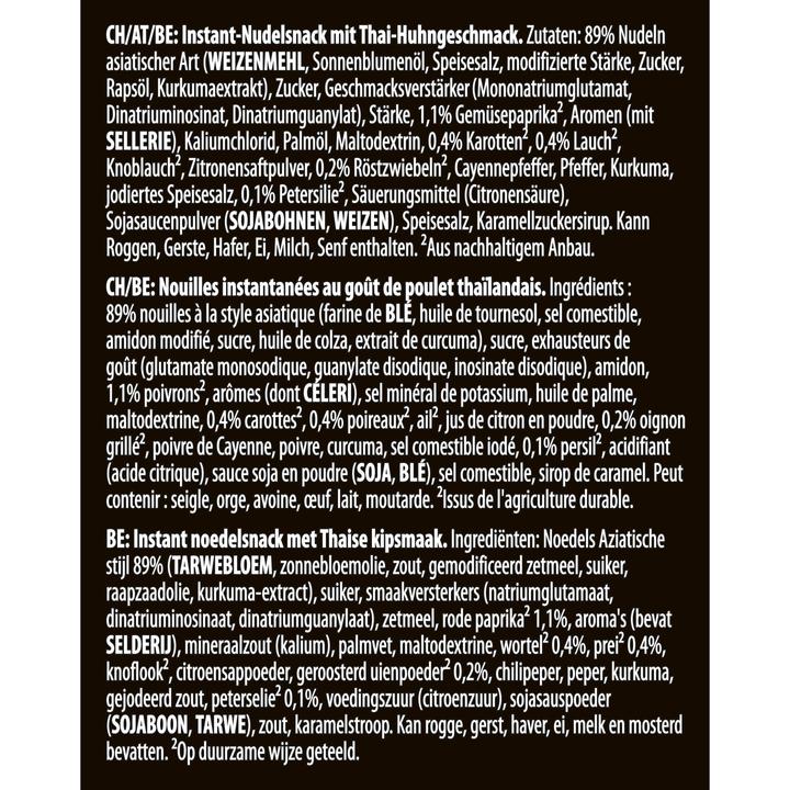 Nährwerte und Zutaten Knorr Asia Noodles Thai Beutel, Asiatisch Instant Nudeln Snack, in nur 3 Minuten zubereitet (70 g)