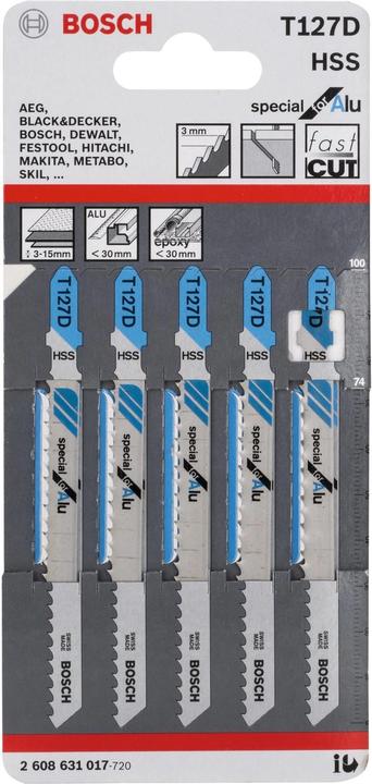 Produktbild Bosch Professional Zubehör PRO Alu T127D Stichsägeblatt, 100 mm, 5-tlg.
