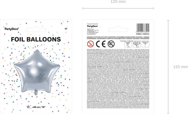 Produktbild Partydeco Silberstern-Ballon 48cm (1 x)
