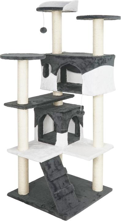 Image du produit Wiltec Arbre à chat gris / blanc 130cm Arbre d’escalade Arbre de grattage Jeu Chats (130 cm, Gris, Blanc)