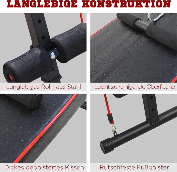 Image du produit Homcom Banc de Sit Up abdominal, réglable, 137,5x55,5x50-68cm capacité de charge 120 kg