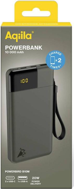Actual product image Aqiila Powerbird B10B - Powerbank 10000 mAh, 20W - Moss (10000 mAh, 20 W, 37 Wh)