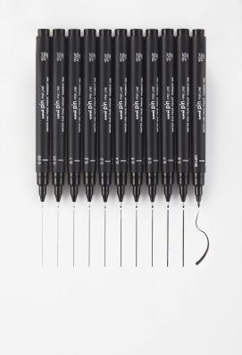 Actual product image Uni-ball Pin Fineliner (Black, 12 x)