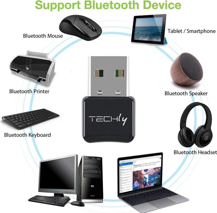 Produktbild Techly USB-Dongle-Adapter Bluetooth 5.0 Klasse 2 + EDR (Sender & Empfänger)