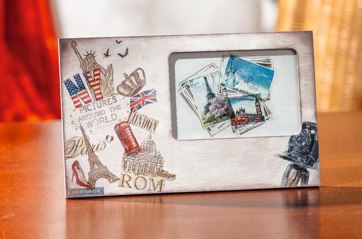 Actual product image VBS Picture frame "Scrap", pine wood, approx. 29x18cm, picture cut-out approx. 15x10cm (15 x 10 cm)