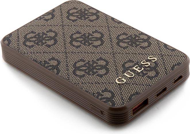 Produktbild Guess Powerbank 15W GUPB5LP4GEGW 5000mAh brązowy/brown 4G Leather Metal Logo (5000 mAh, 15 W)