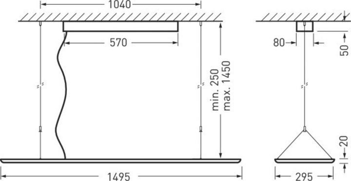 Actual product image Trilux LED pendant luminaire 55W 4000K 6000lm Konv sym 1LED LED non-replaceable IP20 (6000 lm)