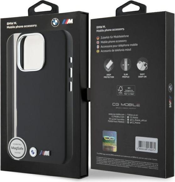 Actual product image BMW BMHMP16L23PMWK iPhone 16 Pro 6.3" czarny/black hardcase M Smooth Full Wrapped Metal MagSafe (Apple iPhone 16 Pro)