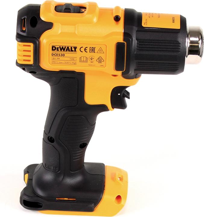 Produktbild DeWalt DCE 530 D1 Akku Heissluftpistole 18V 530°C + 1x Akku 2,0Ah + 1x Lader + Flächen- und