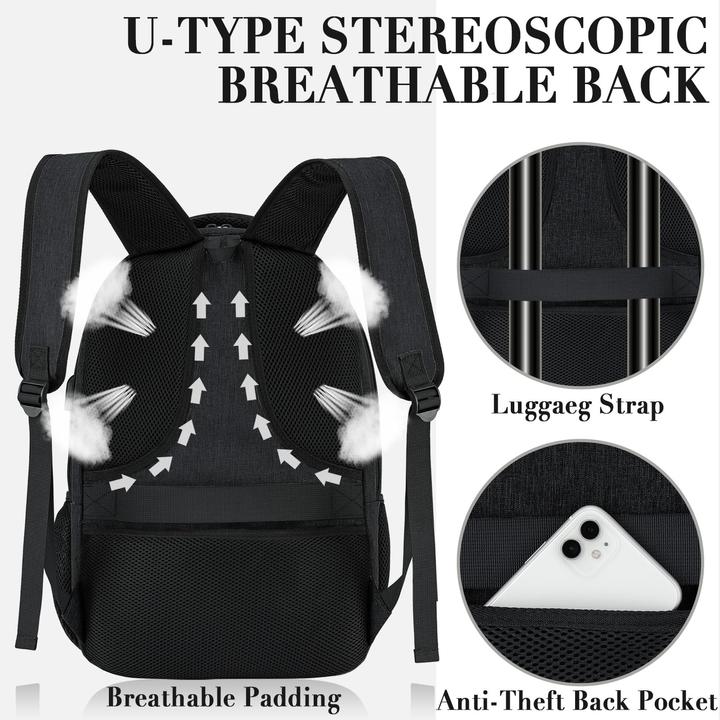 Produktbild Only-Bags.Store Rucksack, Schulrucksack wasserdicht Arbeit Laptop mit USB-Ladeanschluss, Reisen Wanderrucksack (32 l)
