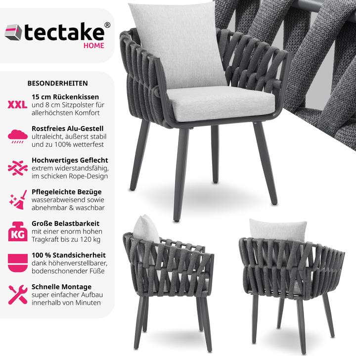 Produktbild tectake Stuhl Lugano im Rope-Design mit Aluminiumgestell