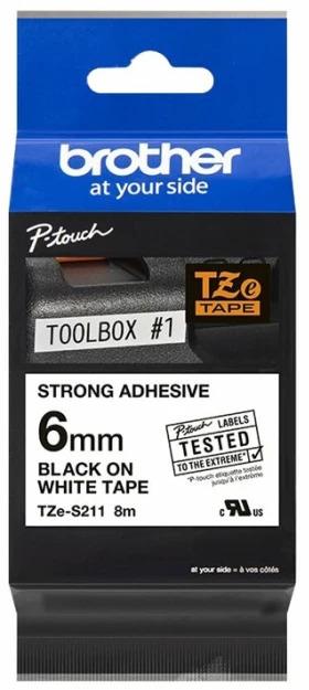 Actual product image Brother Tze-S211 (0.60 cm, White, Black)