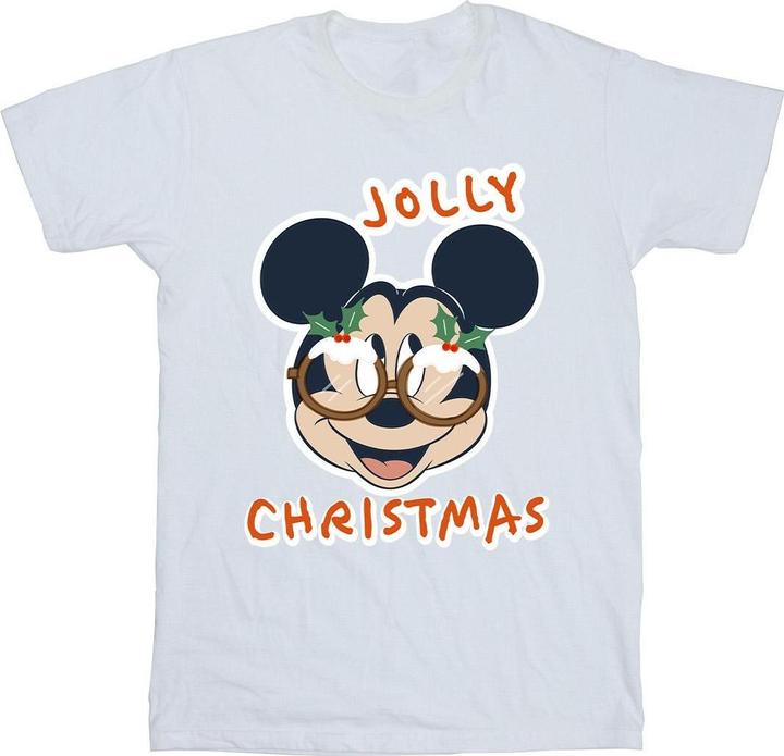 Disney Mickey Mouse Jolly Christmas Glasses TShirt (XL)
