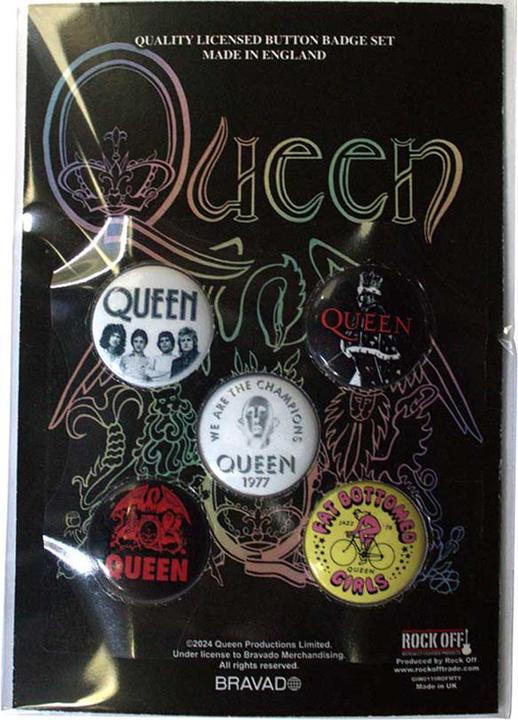Queen Abzeichen Fat Bottomed Girls 5erPack Kunststoff Metall
