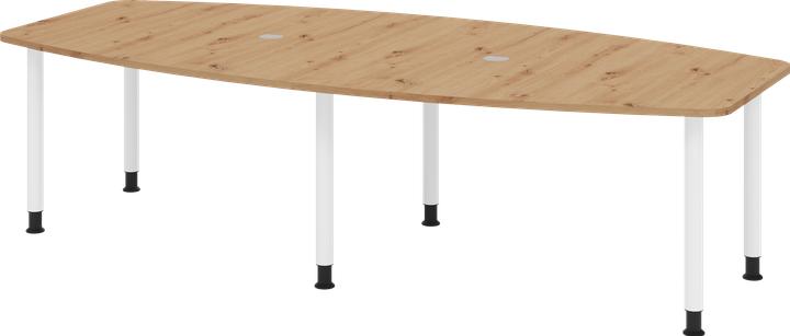 Produktbild Hammerbacher Konferenztisch KT28C asteiche Tonnenform, Rundrohr grau, 280,0 x 85,0/130,0 x 72,0 - 74 (280 x 130 cm)