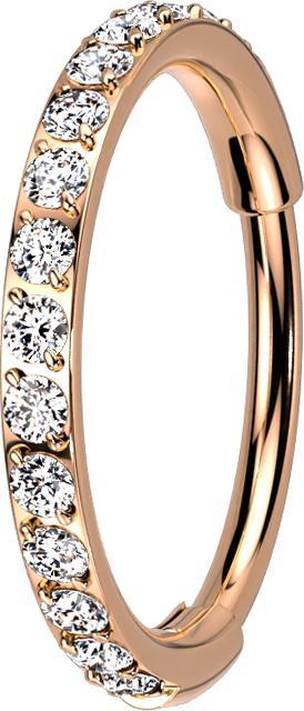 Immagine prodotto Star Piercing Anello a micro segmenti con cerniera in oro rosa e cristalli laterali in argento (senza ottone, Titanio G23)