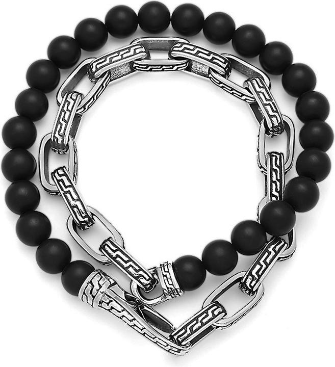 Leyda Armschmuck Doppelt Edelstahl (42 cm, Stein, Edelstahl)