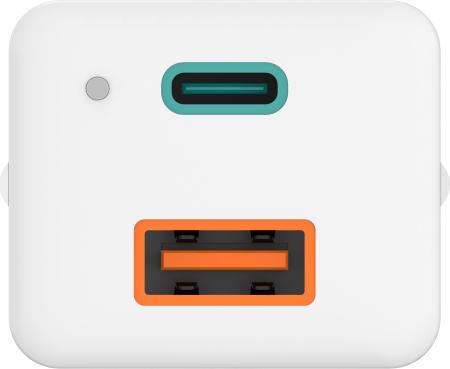 Produktbild Hama Schnellladegerät, GaN, 1x USB-C PD, 1x USB-A QC, Mini-Ladegerät, 65 W, Weiss (65 W)
