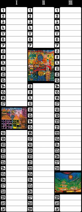 Produktbild Hundertwasser Geburtstagskalender (Hoch, Kein Einband, Deutsch, Italienisch, Englisch, Französisch, Spanisch)