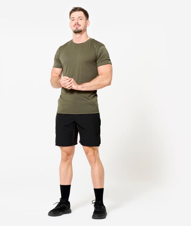 Actual product image Domyos Men's Slim-Fit Breathable Cross Training T-Shirt - Khaki (L)