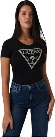 Guess Damen T-Shirt Shiny Triangle Schwarz