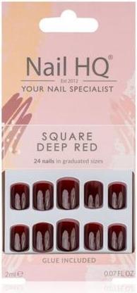 Actual product image Nail HQ Square False Nails Deep Red 24 pcs (Artificial nails, Deep red)