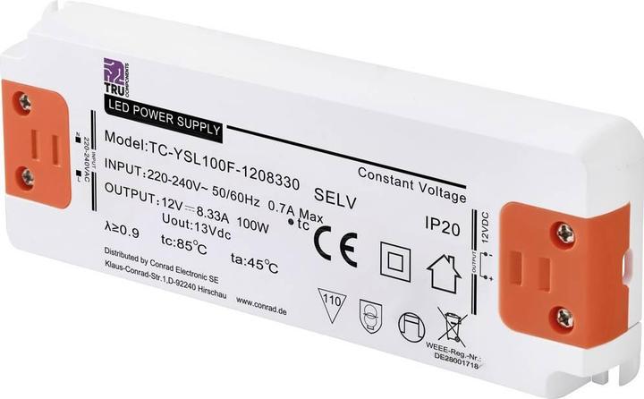 Produktbild Tru Components TC-YSL100F-1208330 LED-Trafo Konstantspannung 100 W 8.33 A 12 V/