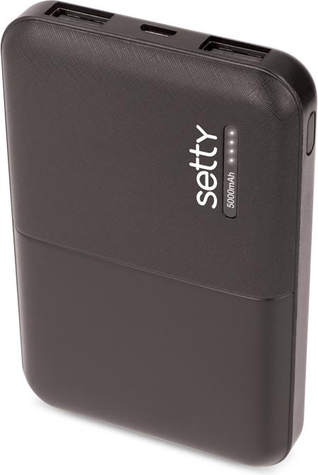 Setty 5000mAh Powerbank mit 2x 1A USB Anschlüssen (5000 mAh)