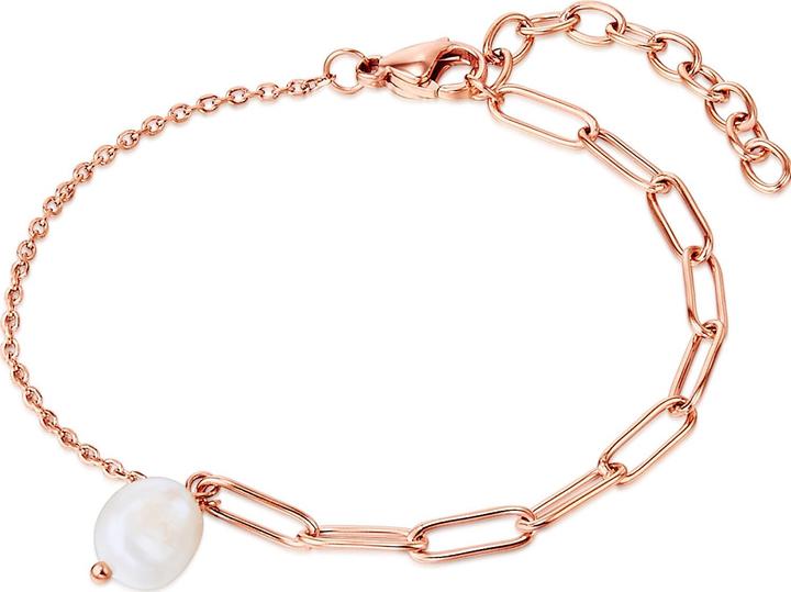 Produktbild Valero Pearls Damen Edelstahl Süsswasser-Zuchtperle roségold 17,0 cm Basislänge + 4,0 cm Verlängerung - 24339 (17 cm, Edelstahl)