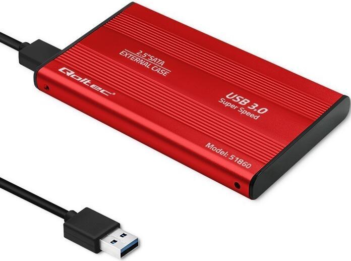 Produktbild Qoltec External Hard Drive Case HDD/SSD 2.5" SATA3 USB 3.0 Raudona (2.5")