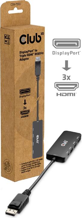 Club 3D Club3D Adapter DisplayPort 2.1 > 3x HDMI 2.1 8K60Hz retail (HDMI, 14 cm)