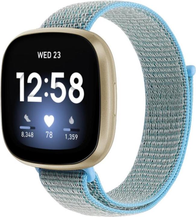 Produktbild Cover-Discount Fitbit Versa 3 / Sense - Nylon Armband Klettverschluss hellblau (Nylon)