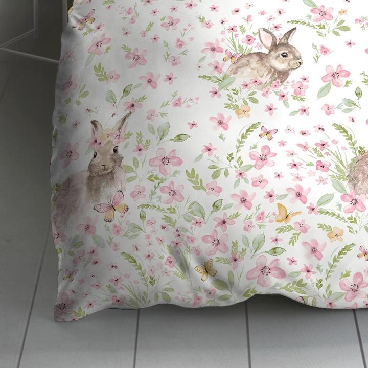 Produktbild Kaeppel Mako-Satin Bettwäsche Häschen rosa (Bettwäsche Set, 155 x 200 cm, 80 x 80 cm)