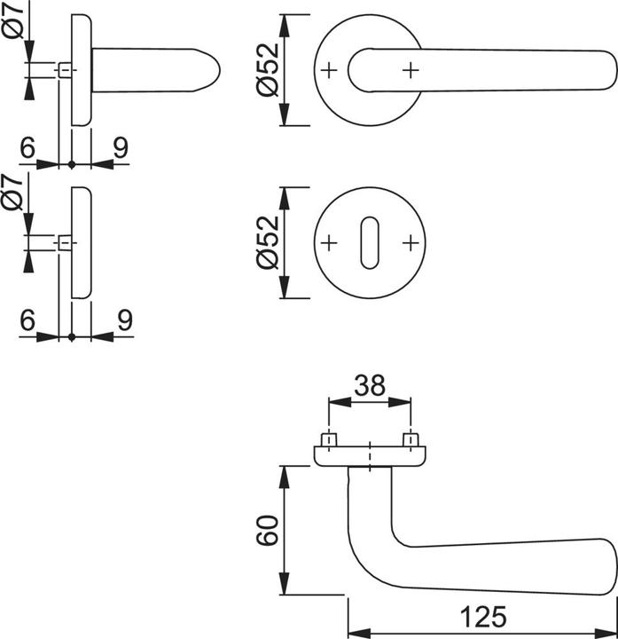 Produktbild Hoppe Rosettengarnitur Helsingborg E1730Z/17KV/17KVS Edelstahl F69 rund OB DIN links / rechts D/D (Türgriff)