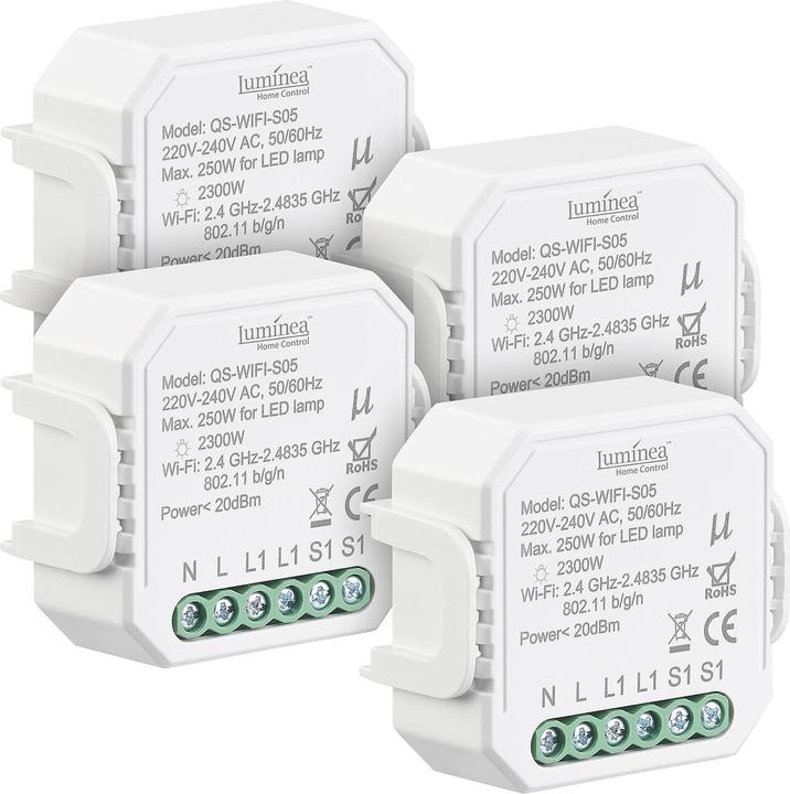 Produktbild Luminea 4er-Set WLAN-Unterputz-Lichtschalter mit App