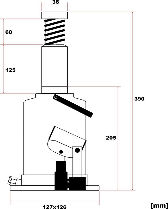 Produktbild Wiltec Hydraulischer Wagenheber 10t PKW Stempelwagenheber Flaschenwagenheber