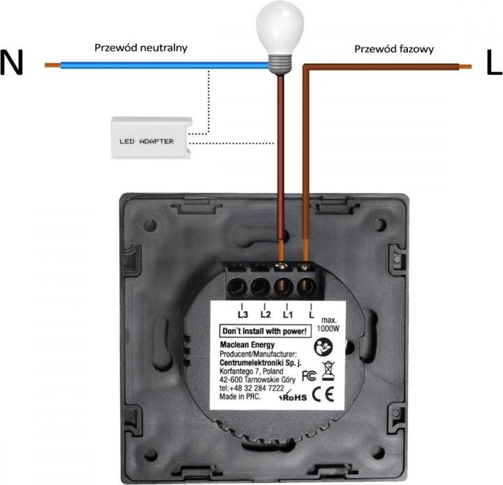Produktbild Maclean MCE701B Single-Touch Netzschalter