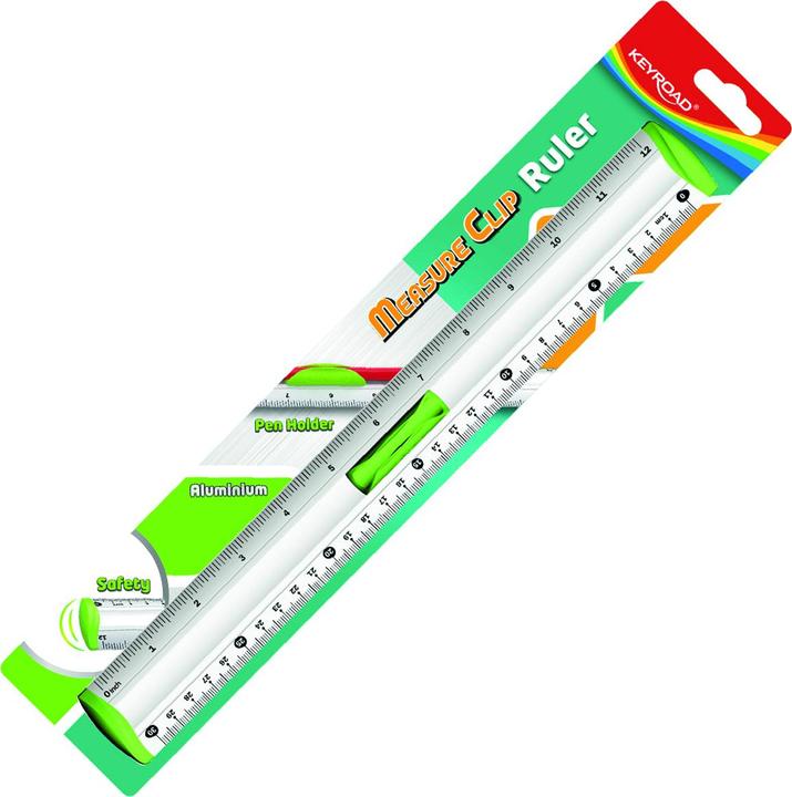 Immagine prodotto Keyroad Righello in alluminio con clip porta-matite, 30 cm, blister, colori misti (30 cm)