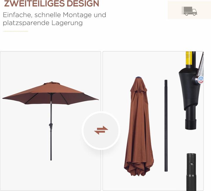 Produktbild Outsunny Sonnenschirm mit Handkurbel (2.60 m)