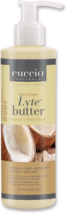 Cuccio Naturale Hydrating Lyte Butter Lotion Coconut & White Ginger (Body Butter, 237 ml)