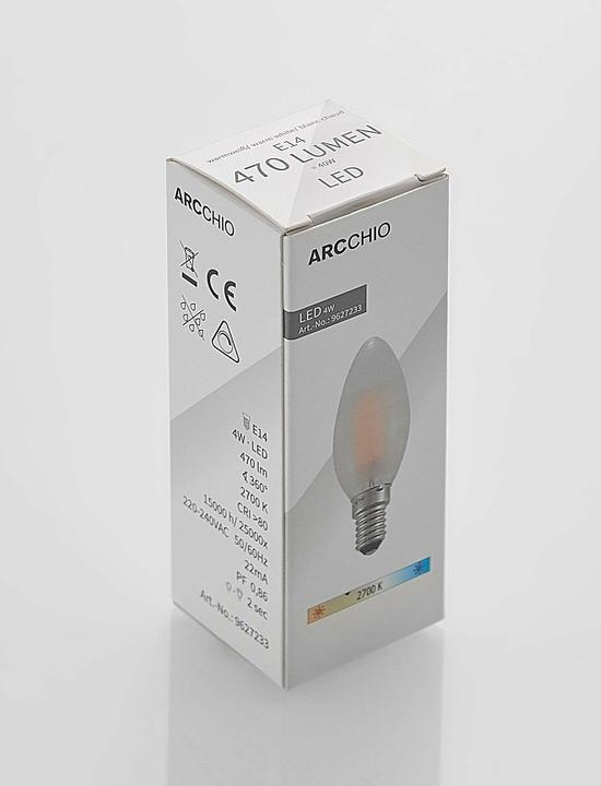 Actual product image Arcchio LED Lamp E14 4W 2,700K Candle, Dimmable, Frosted (E14, 4 W, 470 lm, 1 x, E)