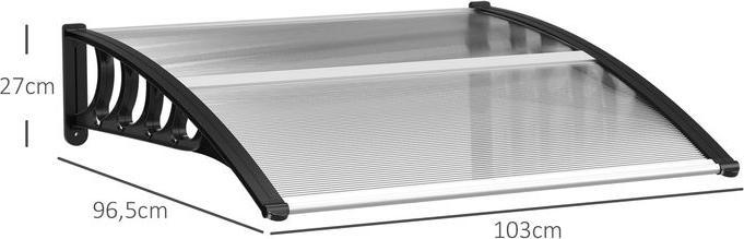Produktbild Swisshandel24 Pultvordach Vordach für Haustür 103x96,5x27cm mit UV Schutz, Regenschutz Sonnenschutz, Alu Schwarz