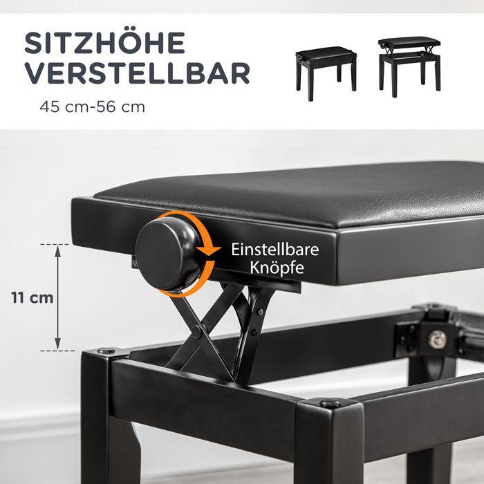 Produktbild Swisshandel24 Klavierbank, Pianostuhl, höhenverstellbar, eleganter Hochglanz, Kunstleder+Kautschukholz, schwarz, 6