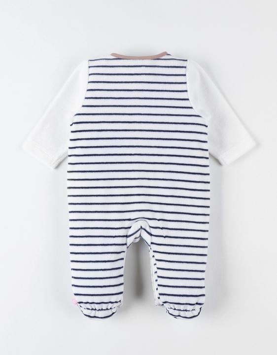 Immagine prodotto Noukies Tutina in velluto a righe con orecchie d'orso ecrù/navy taglia 74 (74)